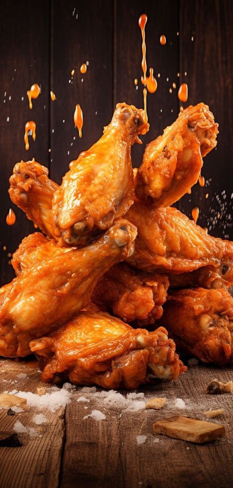 Chicken Wings Creative Ads, Chicken Wings Photography, Pizza And Wings, Wings Menu, Wings Restaurant, Fast Food Advertising, Delicious Food Image, Food Videography, Bread Packaging