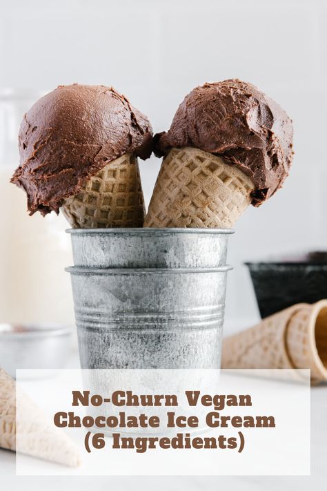 This rich and creamy homemade chocolate ice cream is made with only 6 ingredients and no one would ever know it is dairy-free. It's made right in your blender so no ice cream machine is required! Vegan Chocolate Ice Cream, Vegan Ice Cream Cake, Homemade Chocolate Ice Cream, Vegan Ice Cream Recipe, Refined Sugar Free Recipes, Vegan Whipped Cream, Vegetarian Desserts, Vegan Dark Chocolate, Vegan Gluten Free Recipes