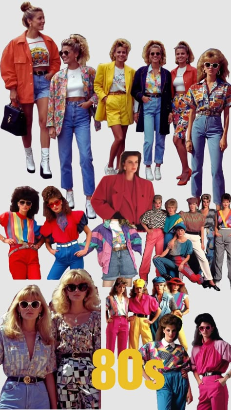 Miami 80s Aesthetic Outfits, Style Annee 80, How To Dress Like The 80s, Outfits Años 80, 80s Outfit Inspo Women, Année 80 Aesthetic, Outfit Annee 80, 70s Decade Day Outfits, 80s Inspo Outfit