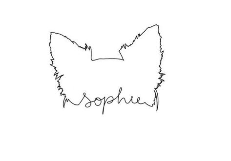 Dog Ears And Name Tattoo, Pet Names Tattoo Ideas, Simple Yorkie Tattoo, Yorkie Line Tattoo, Westie Outline Tattoo, Westie Ears Tattoo, Tattoo Ideas About Your Dog, Yorkie Silhouette Tattoo, Dog Ear Tattoo With Name