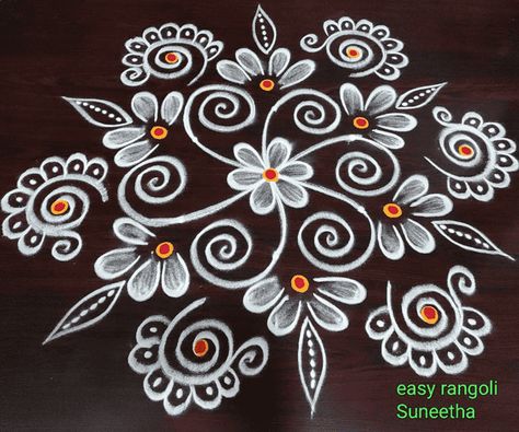 Basic Rangoli Design Images (Basic Rangoli Kolam Ideas) - 2022 Geru Rangoli Designs, Color Kolam Rangoli Designs, Basic Rangoli Designs, Short Rangoli, Basic Rangoli, Margali Kolam, Design Muggulu, Very Easy Rangoli Designs, Rangoli Designs Photos