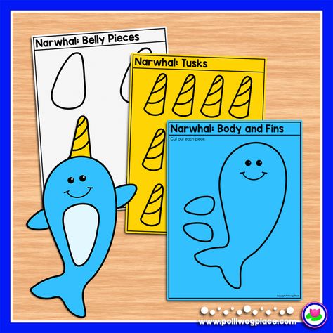 Narwhal Craft Preschool, Narwhal Craft, Narwhal Tusk, Arctic Char, Cute Narwhal, Toddler Craft, Crown Crafts, Directed Drawing, Craft Activity