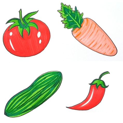 Vegetables Drawing Vegetables Drawing, Vegetable Drawing, Disney Drawings Sketches, Easy Drawings For Kids, Tiny Prints, Art Academy, Easy Drawing, Art Drawings For Kids, Prints Art