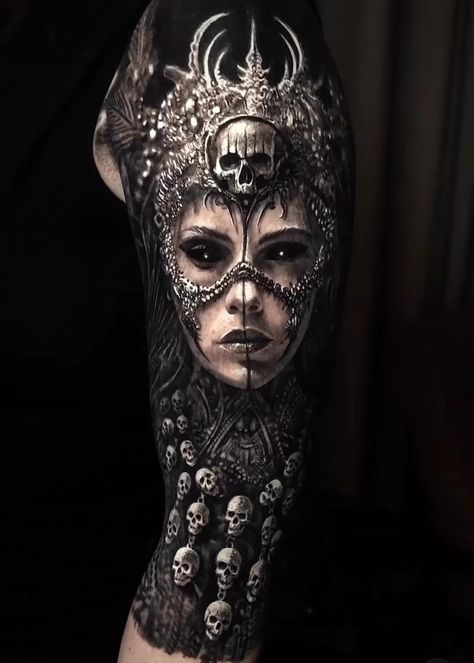 Eliot Kohek, Vampire Tattoo, Black Art Tattoo, Surreal Tattoo, Realistic Tattoo Sleeve, Sick Tattoo, Wicked Tattoos, Fantasy Tattoos, Geniale Tattoos