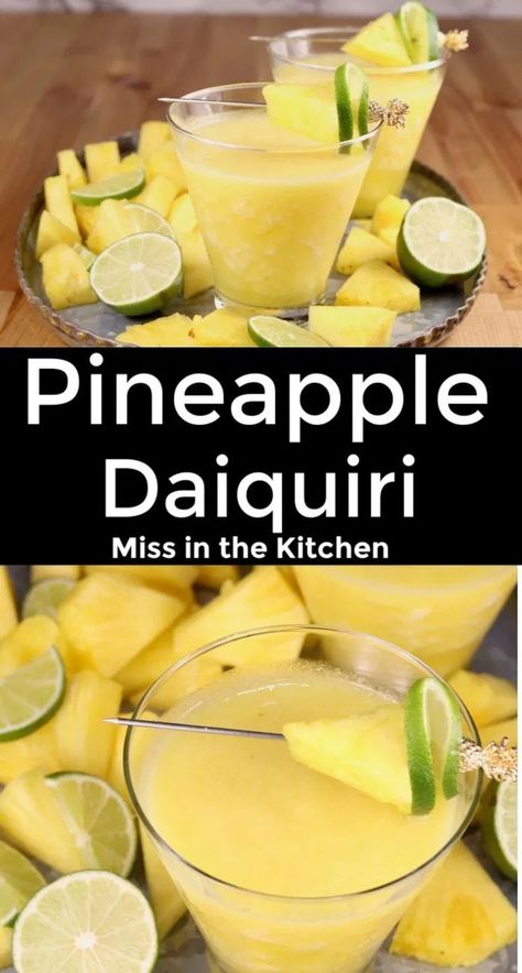 Pineapple Daiquiri, Cocktails Made With Rum, Daiquiri Cocktail, Frozen Cocktail, Tropical Drinks, Pineapple Cocktail, Punch Drinks, Homemade Cocktails, Yummy Alcoholic Drinks