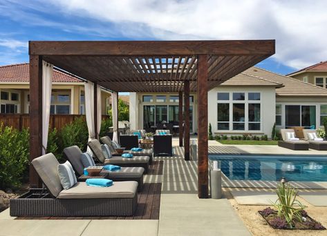 Pool Pergola, Pool Shade, Small Pergola, Cheap Pergola, Building A Pergola, Modern Pergola, Pergola Attached To House, Pergola Design, Pergola Canopy