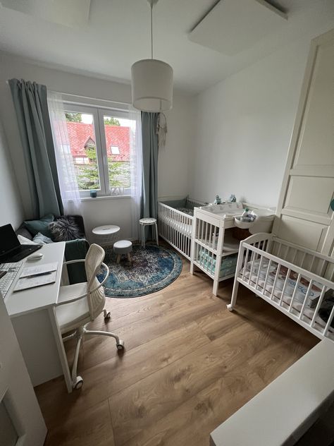 Nursery Spare Room Combo, Office With Nursery, Room With Working Space, Small Nursery Office Combo, Office Nursery Combo Small, Office And Baby Room Combo, Nursery Office Guest Room Combo, Nursery And Office Combo Ideas, Nursery Office Combo Layout