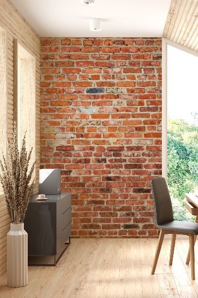 This delightful wallpaper has an embossed finish for an authentic look and is sure to make a welcome addition to any room. Inspired by traditional brick walls, this brick effect wallpaper offers a realistic look for a great sense of style. Wooden Brick Wall, Red Brick Living Room Wall, Bare Brick Wall Living Room, Fake Brick Accent Wall, Red Brick Accent Wall, Brick Wall Aesthetic, Red Brick Living Room, Rustic Brick Wallpaper, Brick Wallpaper Kitchen