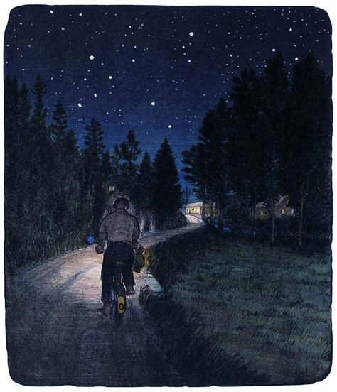 Jiří Bouda Night Scenes, Night Shades, Pure Imagination, Stars In The Sky, Bicycle Art, Kai Fine Art, Auto Accessories, Ethereal Art, Japanese Prints