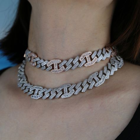 New 15mm Bling 5A CZ Cuban Chain Infinity Necklace Silver Color Iced Out Bling Choker Hip Hop Chunky Cuban Link Choker, Bling Choker, Infinity Necklace Silver, Hip Hop Women, Bunny Necklace, Cuban Link Necklace, Cheap Accessories, Infinity Necklace, Chain Choker Necklace