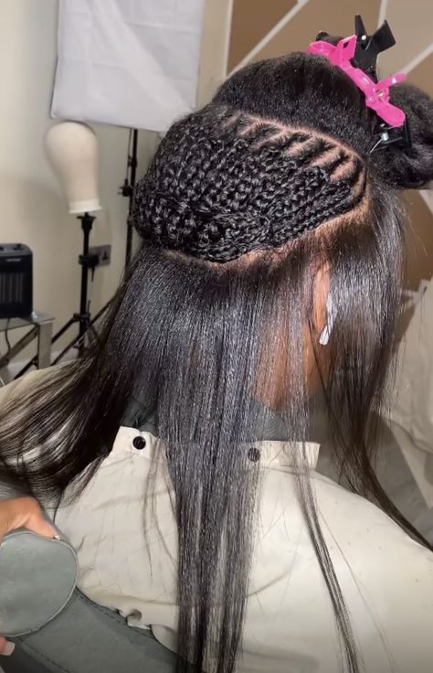 360 Sew In, Versatile Sew In Braid Pattern, Partial Sew In Weave, Versatile Sew In Weave, Hair Weaving Techniques, Sew In Braid Pattern, Sew In Braids, Black Kids Braids Hairstyles, Sew In Hair Extensions