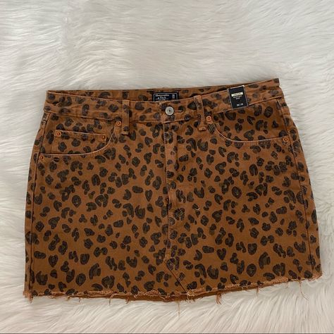 New Wtag-Abercrombie & Fitch Brown Animal Print Mini Denim Skirt 30/10 Brown Leather Skirt, Cheetah Skirt, Mini Denim Skirt, Distressed Skirt, Grey Mini Skirt, Faux Suede Skirt, Leather Pleated Skirt, White Denim Skirt, Red Mini Skirt