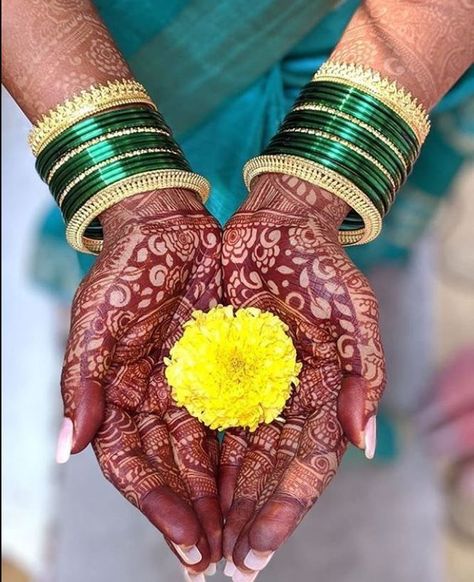 Maharashtrian Bride, Bangle Ceremony, Famous Indian Actors, Engagement Look, Bride And Groom Outfits, Engagement Photography Poses, Bridal Photography Poses, Mehndi Brides, Eye Exercises