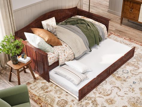 PRICES MAY VARY. Nantucket Twin Size Solid Wood Daybed with Twin Size Trundle: Features a traditional tongue and groove beadboard design that is perfect for any room in your home! Comes complete with a twin-size trundle that easily rolls out on hardwood or carpeted floors. Versatile Design: Great for a kids’ room, hosting guests or lounging, the Nantucket Daybed can be used as a bed, sofa, or couch; Weight Capacity: (Daybed) 600 lbs; (Trundle) 400 lbs Sturdy & Durable Daybed: Crafted from a mixt Bohemian Daybed, Daybed Frame, Daybed Sets, Home Goods Furniture, Hidden House, Daybed Bedding, Twin Trundle, Under Bed Drawers, Wood Daybed