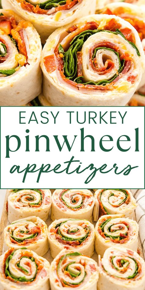 This easy Pinwheels recipe is the perfect snack, appetizer, or lunch idea! Easy-to-make pinwheel sandwiches made with tortillas, meat, cheese, and veggies that are easy to customize to any dietary preference and for any occasion! Recipe from thebusybaker.ca! #pinwheels #pinwheelappetizers #easypinwheelsandwiches #pinwheelsandwiches #snack #appetizerrecipe #holidayrecipe #lunchidea #mealprep #kidslunch #schoollunch #makeaheadlunch #sandwich via @busybakerblog Pinwheel Sandwiches Turkey, Pinwheel Sandwiches Ham, Easy Pinwheels, Pinwheel Sandwich Recipes, Pinwheel Wraps, Turkey Pinwheels, Turkey Lunch Meat, Quick Foods, Pinwheel Sandwiches