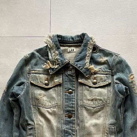 ether on Instagram: "L.G.B. destroyed denim jacket

LINK IN BIO." Destroyed Denim Jacket, Concept Clothing, Destroyed Denim, Link In Bio, Denim Jacket, On Instagram, Clothes, Instagram