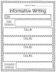 First Grade Informational Writing Organizer Writing Graphic Organizers, Second Grade Writing, Writing Outline, 3rd Grade Writing, Expository Essay, 2nd Grade Writing, Expository Writing, Ela Writing, 1st Grade Writing