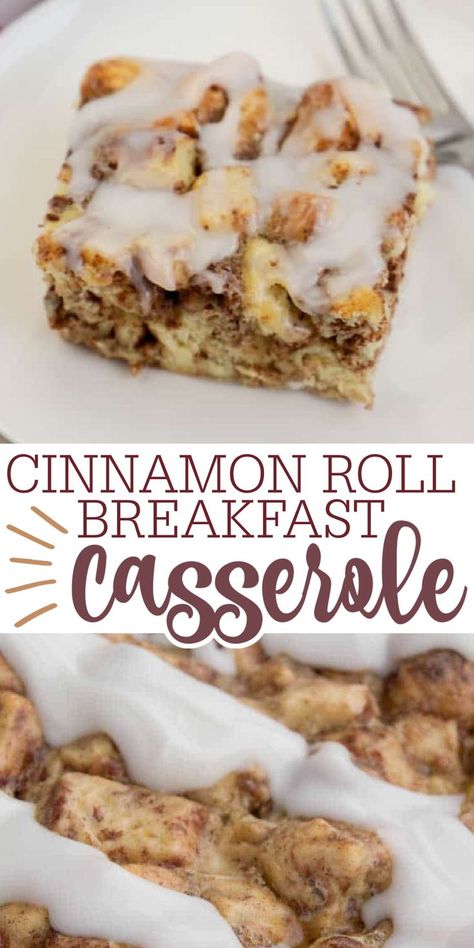 Breakfast Casserole Cinnamon Roll, Cinnamon Roll Breakfast Casserole, Sweet Breakfast Casserole, Cinnamon Roll Breakfast, Casserole Breakfast, Cinnamon Roll Casserole, Favorite Breakfast Recipes, Christmas Morning Breakfast, Breakfast Party