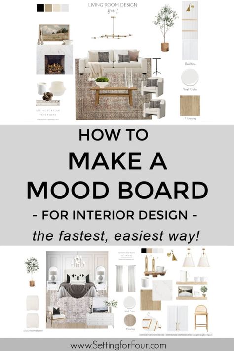 How to Make A Mood Board For Interior Design Mood Board For Interior Design, Interior Design Business Plan, Interior Design Vision Board, Make A Mood Board, Interior Design Basics, Aesthetic Interior Design, Mood Board Interior, Interior Design Minimalist, Interior Design Presentation