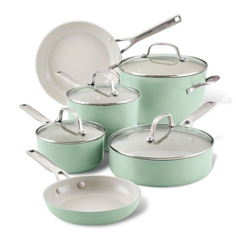 KitchenAid Hard-Anodized Ceramic – PotsandPans Ceramic Nonstick Cookware, Ceramic Cookware Set, Nonstick Cookware Sets, Ceramic Cookware, Pots And Pans Sets, Kitchen Pot, Nonstick Cookware, Cookware Sets, Pan Set