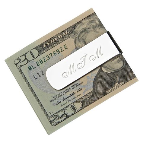 Elongated Style Money Clip. Personalize it to make it truly a special gift that says how much you think of them. Measures: 2.25"long. Money Clips For Men, Groomsmen Gifts Unique, Silver Money Clip, Personalized Gifts For Men, Money Clips, A Monogram, Valentines Day Gifts For Him, Boyfriend Anniversary Gifts, Perfect Gift For Him