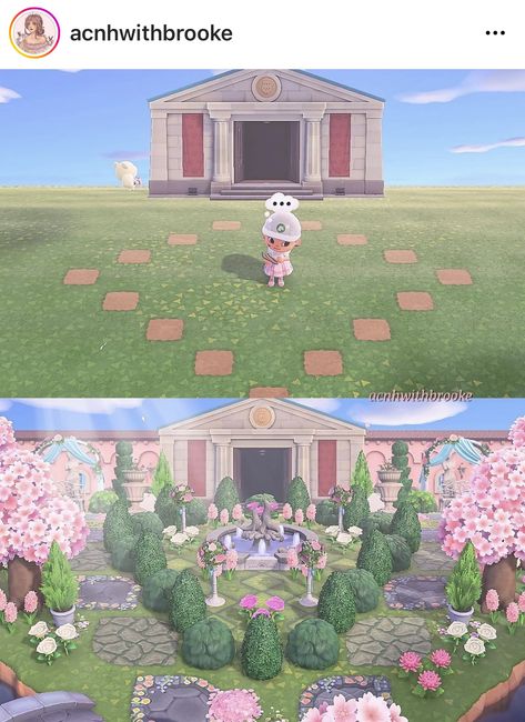 Acnh Elegantcore, Acnh Elegant, Cottagecore Animals, Fairy Island, Cottagecore Animal Crossing, Cottagecore Pink, Ac Ideas, Core Ideas, Pink Island