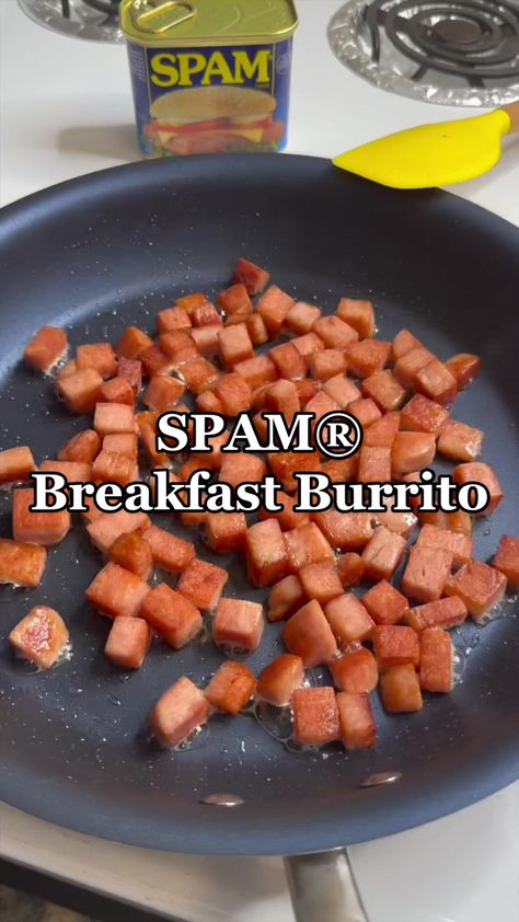 Spam Breakfast Burrito, Spam Breakfast, Breakfast Burritos Recipe, Vacation Meals, Breakfast Burrito, To My Mom, Breakfast Burritos, Burritos, My Mom