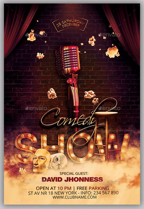 49+ Comedy Show Flyer Templates - Free PSD Vector PDF Downloads Comedy Show Design, Comedy Show Flyer Design, Comedy Night Flyer, Photoshop Flyer Template, Show Flyer, Photoshop Flyer, Free Psd Flyer Templates, Comedy Nights, Art Biz