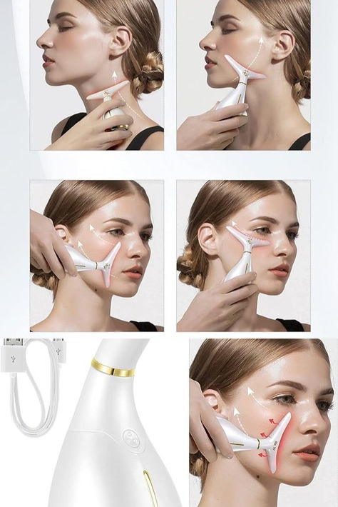 Ms.W Red Light Neck Face Massager,Portable Facial Massager for Skin Care,Electric Face Massage Kit with 45 ±5℃ Heat & 3 Massage Modes Facial Massager Device, Face Massager Machine, How To Use Face Massager, Facial Massager Tool, Gus Sha, Facelift Massage, Electric Face Massager, Massage Kit, Red Light Therapy Benefits