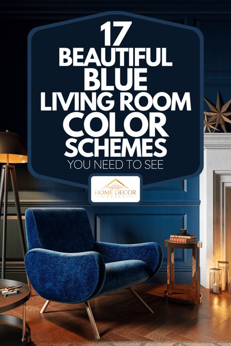 Blue Accent Wall Living Room, Blue Paint Living Room, Blue Living Room Color Scheme, Blue Accents Living Room, Blue Living Room Color, Dark Blue Rooms, Blue Couch Living, Dark Blue Sofa, Blue Sofa Living