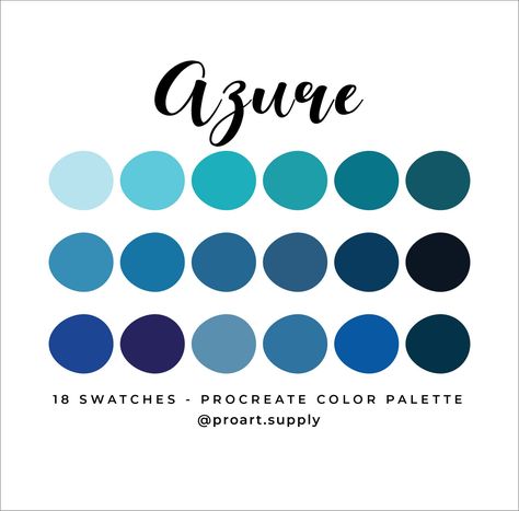 Azure Color Palette, App Colors, Color Palette Hex Codes, Website Moodboard, Palette Blue, Ipad Ideas, Blue Shades Colors, Procreate Color Palette, Color Palette Challenge