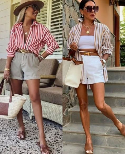 Resort Attire Women, Pga Tour Outfit Women Spectator, Monaco Outfit, Hamptons Outfit, Looks Jeans, European Summer Outfits, Stylish Summer Outfits, Stripe Outfits, Classy Fashion