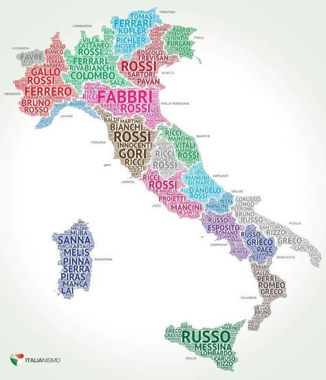 "Although, even these surnames only account for around 1% of all Italian surnames due to the huge diversity that exists." Common Surnames, Oc Things, Interesting Maps, Best Solar Panels, Italy Map, Writing Characters, Regions Of Italy, Learning Italian, Italian Language