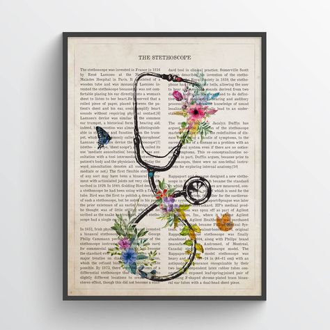 Stethoscope With Flowers Print Nurse Gift Doctor Gift - Etsy Canada Stethoscope With Flowers, Graduation Doctor, Doctor Office Decor, Nurse Office Decor, Flower Anatomy, School Nurse Office, Doctors Office Decor, Doctor Graduation Gift, Doctor Graduation