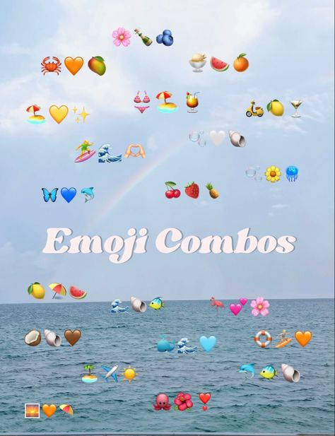 Emoji combos
Emoji combinations
Summer emoji’s Summer Emoji Combinations Aesthetic, Pool Day Emoji Combos, Pool Emoji Combinations, Sunrise Emoji Combo, Vacay Emoji Combos, Hawaii Emoji Combos, Lake Emoji Combinations, Beachy Emoji Combinations, Ocean Emoji Combinations