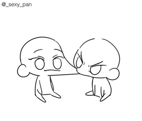 2 Chibi Pose Reference, Funny Ship Art, Cute Base Drawing Chibi, Chibi Base Reference Pose, Nya Hand Poses, Cute Chibi Poses Friends, 2 People Poses Drawing Reference Funny, Base Chibi Drawing Reference, Chibi Bases Pose