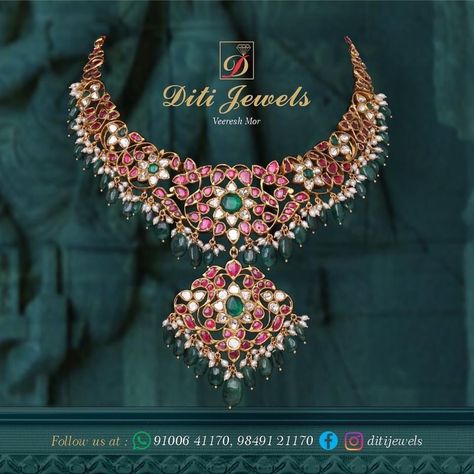 Gold Handmade Necklace, Mango Haram, Ruby Necklace Designs, Vintage Indian Jewelry, Ruby Jewelry Necklaces, Kids Jewellery, Jadau Jewellery, Emerald Jewellery, Short Necklaces