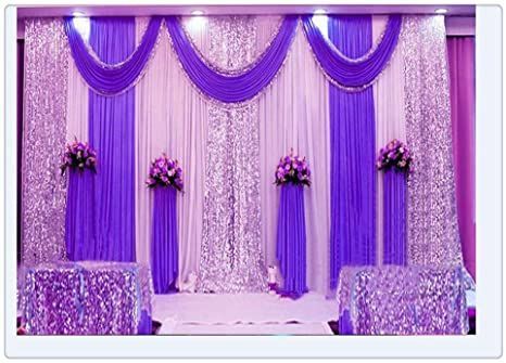 Eyestar Wedding Stage Decorations Backdrop Party Drapes with Swag Silk Fabric Curtain for Wedding/Birthday/Event (Violet),20x10ft Swag Party, Party Curtain, Stage Curtains, Wedding Stage Backdrop, Decoration Evenementielle, Sequin Backdrop, Curtain Backdrops, Celebration Background, Stage Backdrop