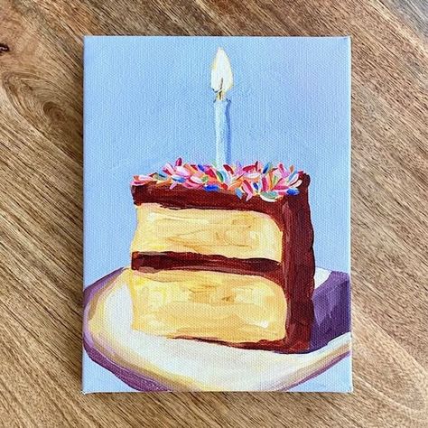 New Paintings Available September 1st at 10 AM EST! — Elle Byers Art Birthday Canvas, Food Art Painting, Birthday Painting, Painting Birthday, Canvas Drawing, Cute Canvas Paintings, Canvas For Beginners, Food Painting, Canvas Painting Designs