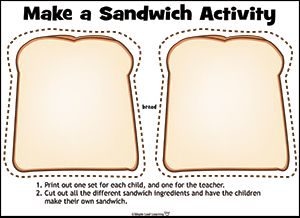 Make A Sandwich Activity, Sandwich Printable, Panca Indra, Make A Sandwich, Food Activities, Library Activities, How To Make Sandwich, English Activities, Free Preschool