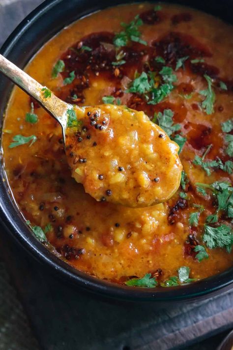 Instant Pot Toor Dal or Dal Tadka, popular Indian lentil dish made with split pigeon peas or arhar dal. Serve with Rice, Papad and pickles. Instant Pot Dhal, Yellow Daal Recipe Indian, Instant Pot Daal Recipe, South Indian Dal Recipes, Toor Dal Recipe Indian, Dal Palak Recipe Indian, Split Pigeon Peas Recipe, Instant Pot Daal, Tarka Dhal Recipe