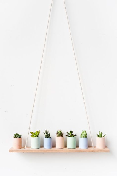 Diy Shelves Easy, Kaktus Dan Sukulen, Mini Planters, Deco Pastel, Diy Plaster, White Plants, Room White, Boho Deco, Small Potted Plants