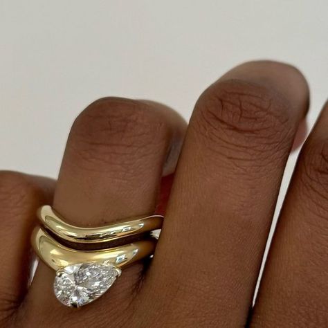 Shahla Karimi on Instagram: "Cloud Offset Pear Ring + Cloud Wedding Band #diamonds #engaged #engagementring" Offset Diamond Ring, Offset Engagement Ring, Pear Ring With Wedding Band, Shahla Karimi, Cloud Wedding, Pear Ring, Pear Engagement Ring, January 10, Unique Engagement