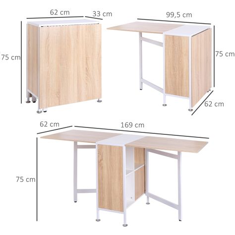 Table pliable de cuisine salle à manger 4 niches intégrées dim. dépliées 169L x 62l x 75H cm MDF chêne clair acier blanc : Amazon.fr: Cuisine et Maison Small Kitchen Dining Room, Small Kitchen Dining, Display Ornaments, Folding Computer Desk, Foldable Dining Table, Table Folding, Folding Dining Table, Foldable Table, Drop Leaf Dining Table