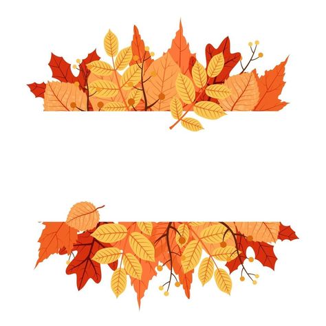 Autumn Season Greeting Card Border with Red and Yellow Leaves Fall Leaves Clip Art, Autumn Border Designs, Fall Border Design, Boarders Designs, Autumn Border, Button Mirror, Calendar Design Layout, Red Autumn Leaves, Card Border