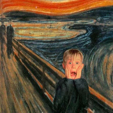 Satirical Art, Ironic Art, Art Du Collage, Surreal Artwork, The Scream, Art Parody, Pop Culture Art, Art Memes, Arte Pop