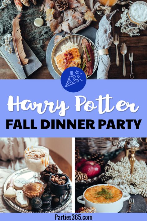 Harry Potter Themed Dinner, Fall Dinner Party Ideas, Harry Potter Fall, Harry Potter Feast, Themed Dinners Ideas, Harry Potter Dinner, Gateau Harry Potter, Hp Christmas, Harry Potter Parties Food