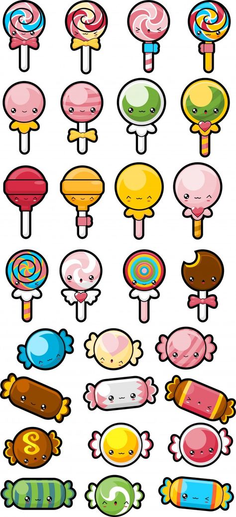 Cartoon Candy Drawing, Kawaii Candy Drawing, Cute Cartoon Food Drawings, Cute Food Characters, Candy Drawing Cute, Adorable Drawings Kawaii, Cute Candy Drawing, Kawaii Deserts, Kawaii Drawings Doodles