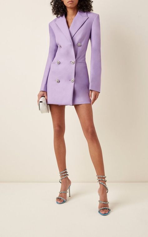 Satin Mini Dress And Blazer, Purple Suit Dress, Purple Professional Outfit, Purple Blazer Dress, Blazer Dress Outfits Classy, Suite Dress, Blazer Dress Outfits, Mini Blazer, Chique Outfit