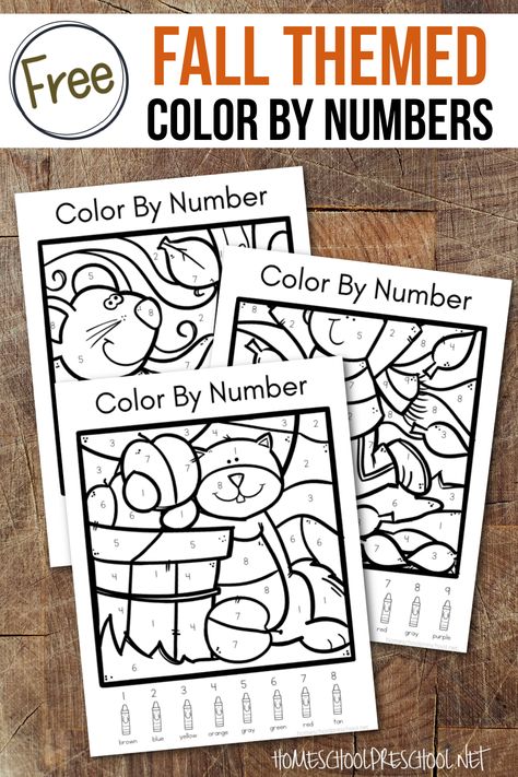 Color By Numbers Kindergarten, Math For Prek Free Printables, Fall Tree Worksheet, Fall Color By Number Kindergarten, Color By Number For Preschool, Color By Number Fall Worksheets, Fall Theme Kindergarten Activities, November Color By Number, Fall Preschool Worksheets Free Printables